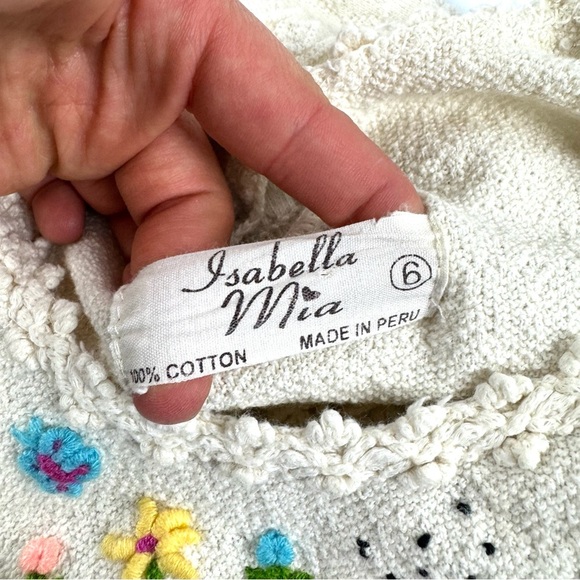 Isabella Mia Baby Girls Sz 6-12 M Boho Embroidered Sleeveless Crochet Top Peru - Picture 5 of 8